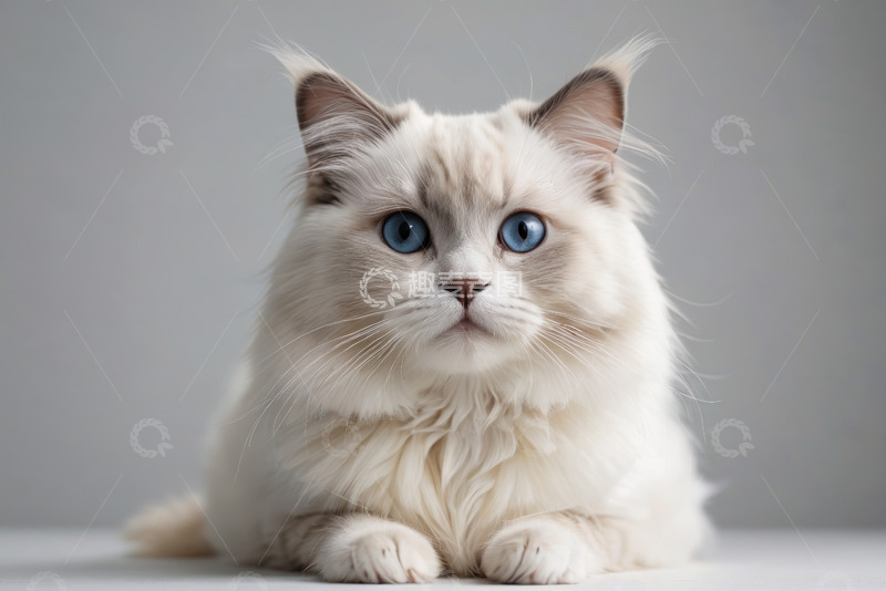 高清大图下载【趣麦麦图】蓝眼长毛猫特写