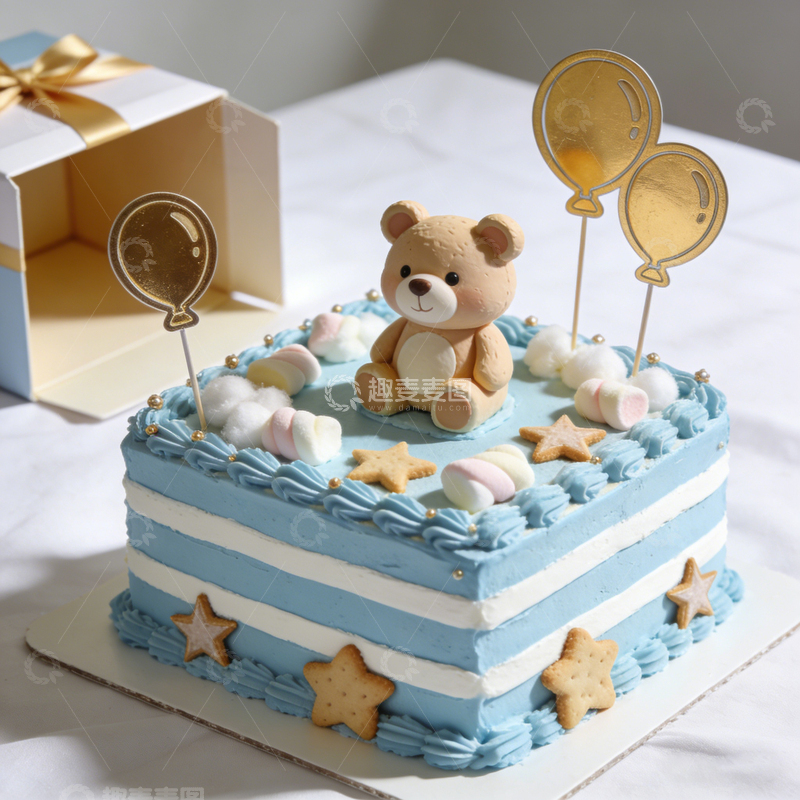 高清大图下载【趣麦麦图】蓝色方形蛋糕
