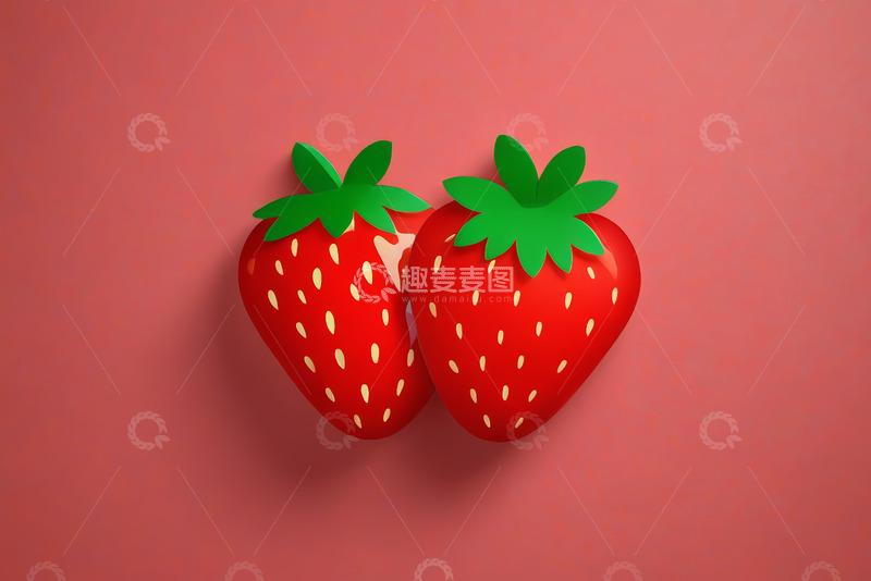 高清大图下载【趣麦麦图】两个红色草莓特写