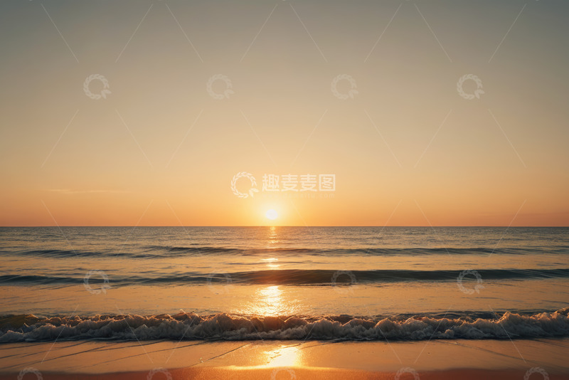 高清大图下载【趣麦麦图】海滩日落时分的海景