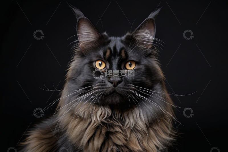 高清大图下载【趣麦麦图】长毛黑猫特写