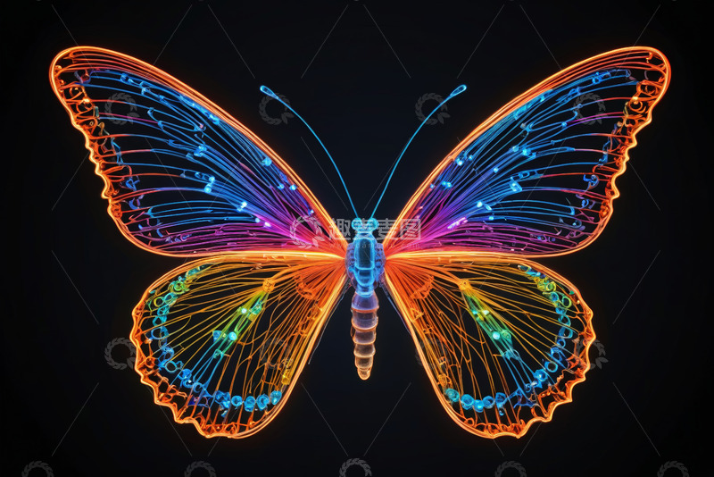 高清大图下载【趣麦麦图】发光艺术蝴蝶素材