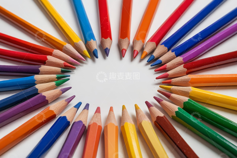 高清大图下载【趣麦麦图】彩色铅笔圆形排列素材
