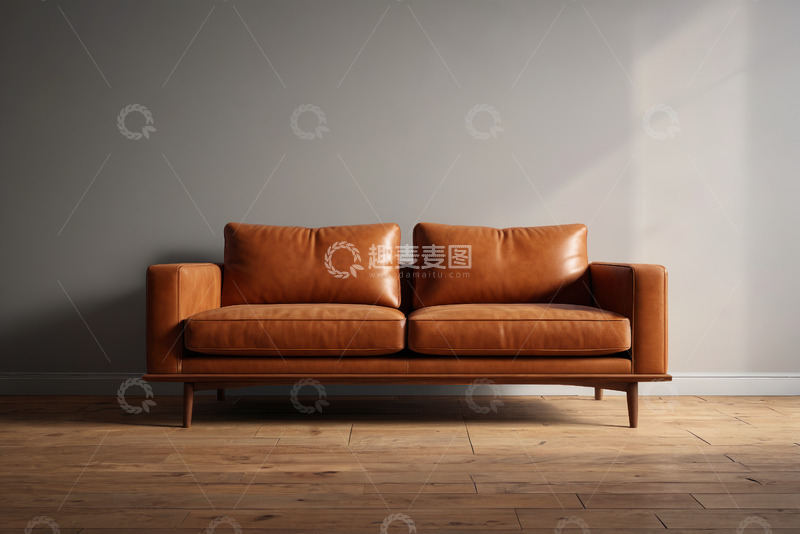 高清大图下载【趣麦麦图】现代风格棕色双人皮质沙发