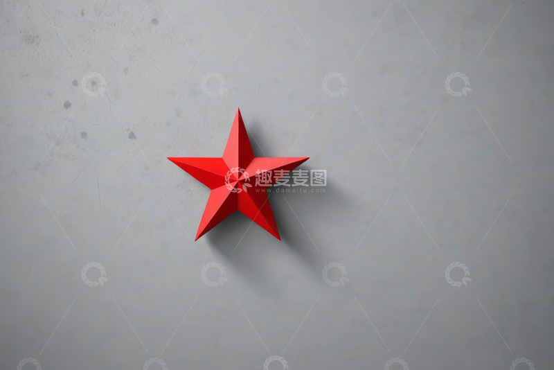 高清大图下载【趣麦麦图】灰色背景上的红色立体五角星