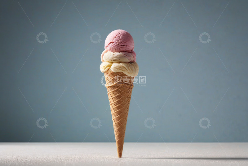 高清大图下载【趣麦麦图】三色冰淇淋甜筒特写