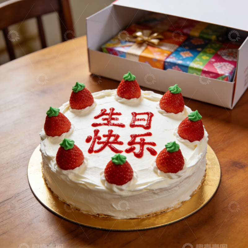 高清大图下载【趣麦麦图】草莓生日蛋糕