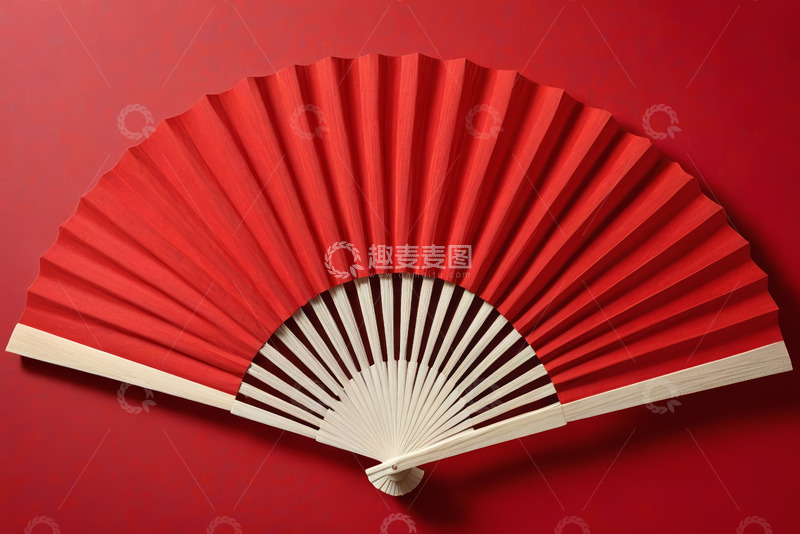 高清大图下载【趣麦麦图】红色折扇特写素材