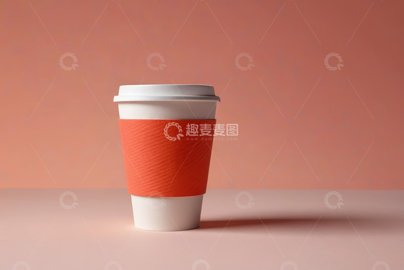高清大图下载【趣麦麦图】橙色背景的一次性咖啡杯