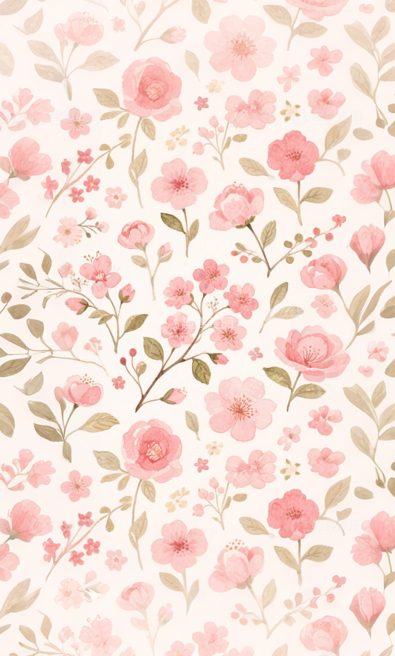 高清大图下载【趣麦麦图】粉色花卉平铺壁纸设计素材