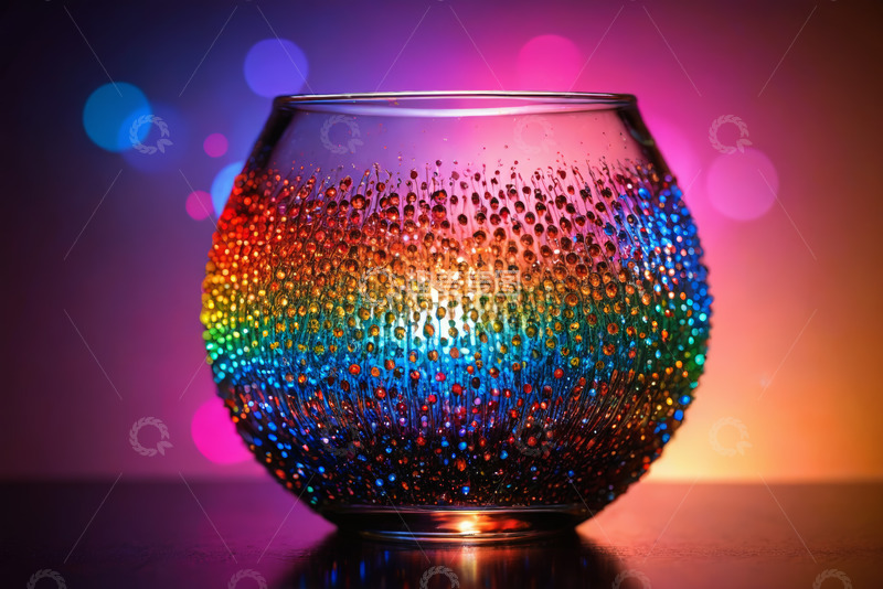 高清大图下载【趣麦麦图】彩色光影玻璃花瓶静物