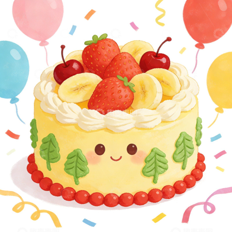 高清大图下载【趣麦麦图】-生日蛋糕插画