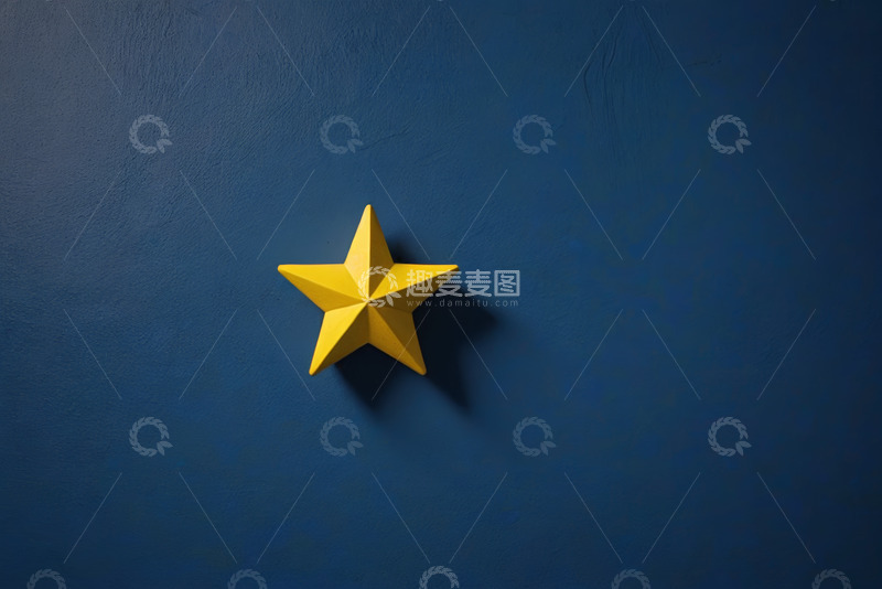 高清大图下载【趣麦麦图】蓝色背景上的黄色立体星星