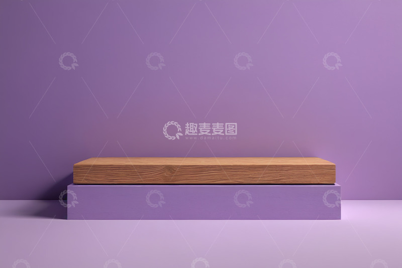 高清大图下载【趣麦麦图】紫色背景木质展示台