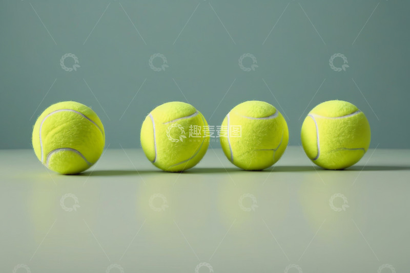 高清大图下载【趣麦麦图】四个网球摆放在浅色背景上