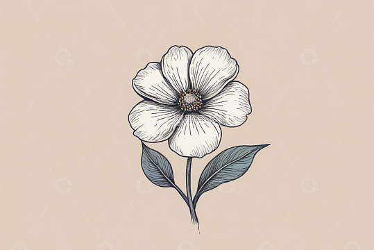 手绘单朵花卉插画