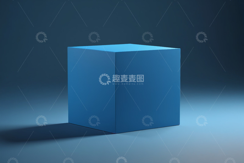 高清大图下载【趣麦麦图】蓝色立方体产品展示素材
