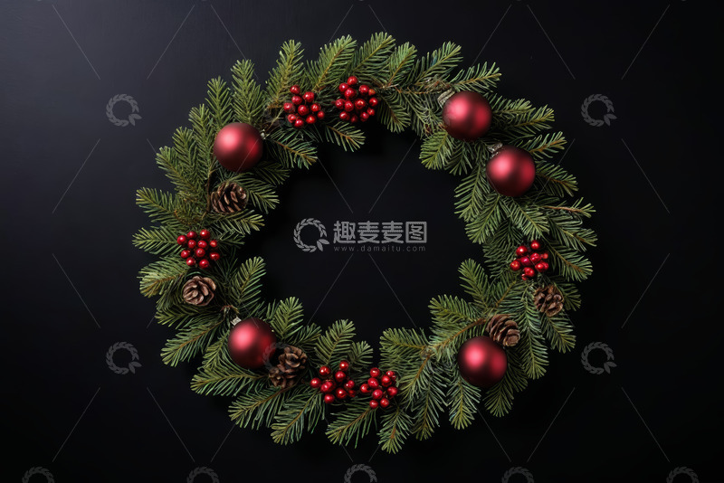 高清大图下载【趣麦麦图】圣诞花环装饰素材
