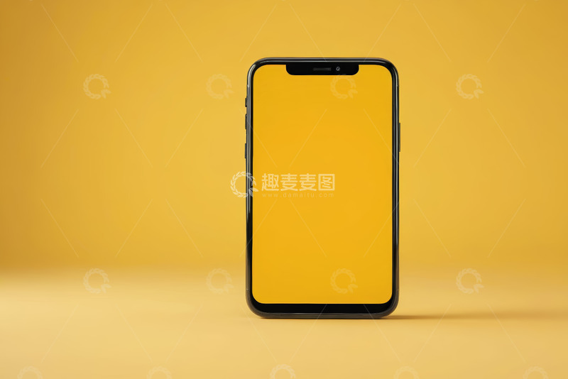 高清大图下载【趣麦麦图】黄色背景智能手机展示