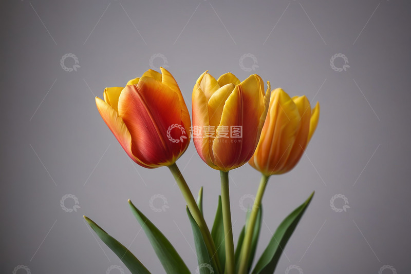 高清大图下载【趣麦麦图】红黄相间郁金香特写