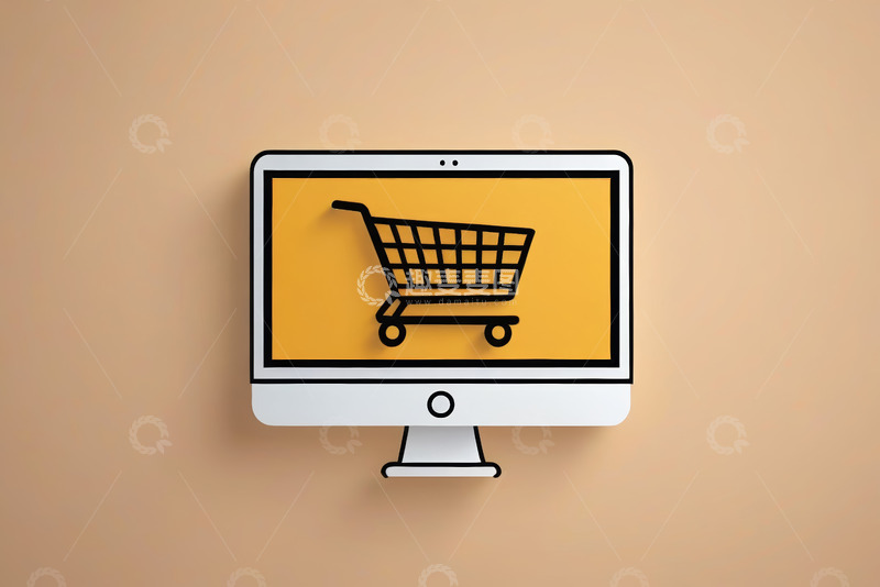 高清大图下载【趣麦麦图】电脑屏幕上的购物车图标