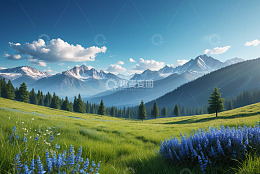 高山草甸自然风光全景