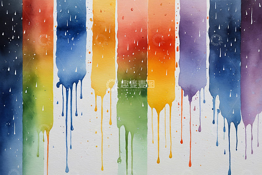 多彩水彩颜料流淌艺术画面