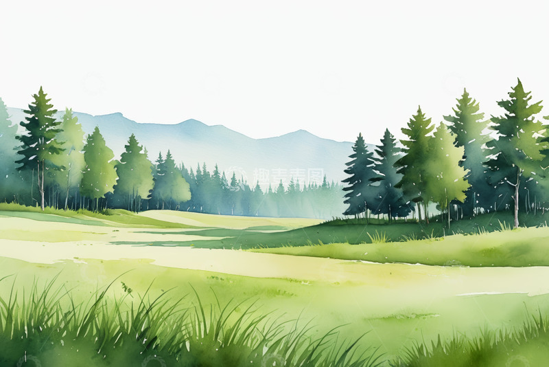 高清大图下载【趣麦麦图】山林间的绿色草地风景