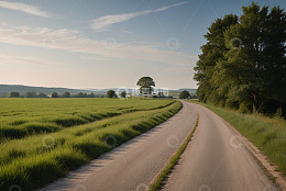 田野中的乡间小路风景