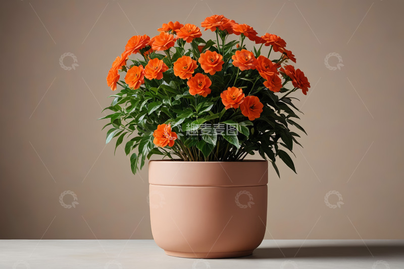 高清大图下载【趣麦麦图】橙色花卉盆栽特写