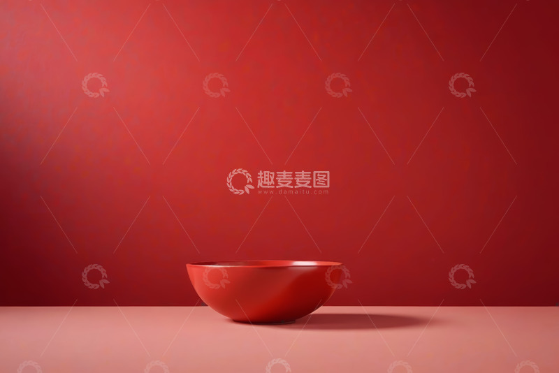 高清大图下载【趣麦麦图】红色背景上的红色碗