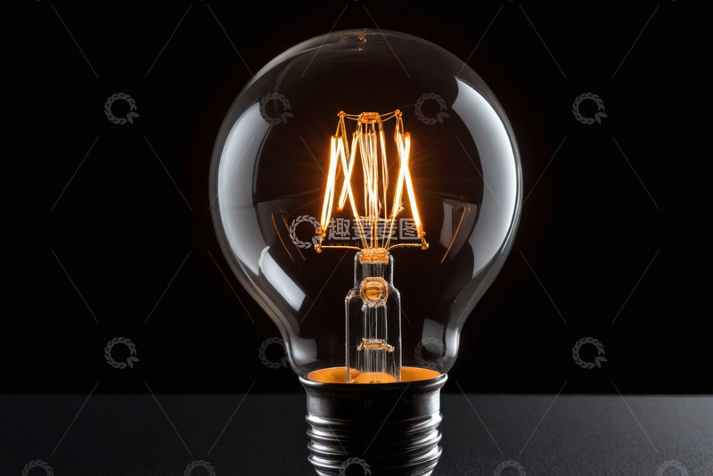 高清大图下载【趣麦麦图】发光复古灯泡特写