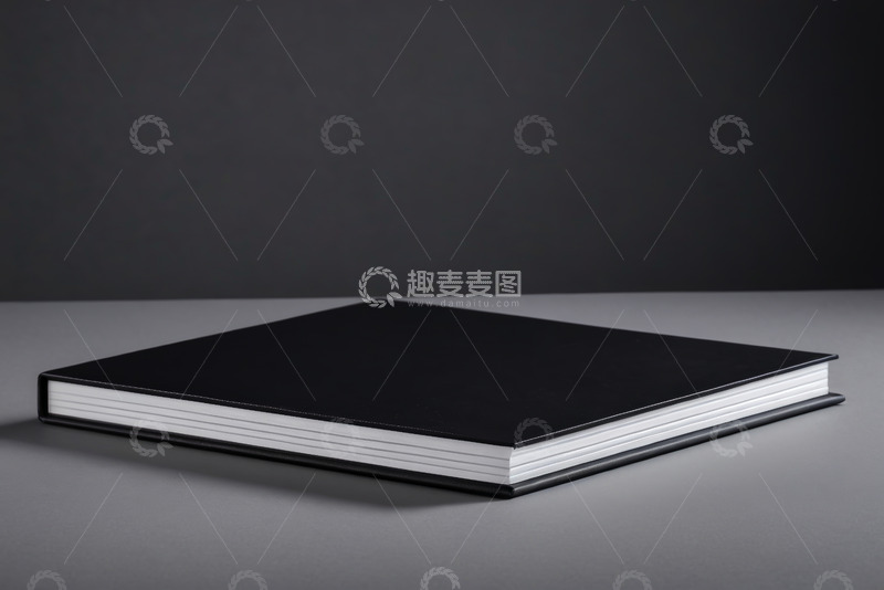 高清大图下载【趣麦麦图】黑色书籍置于灰色背景上