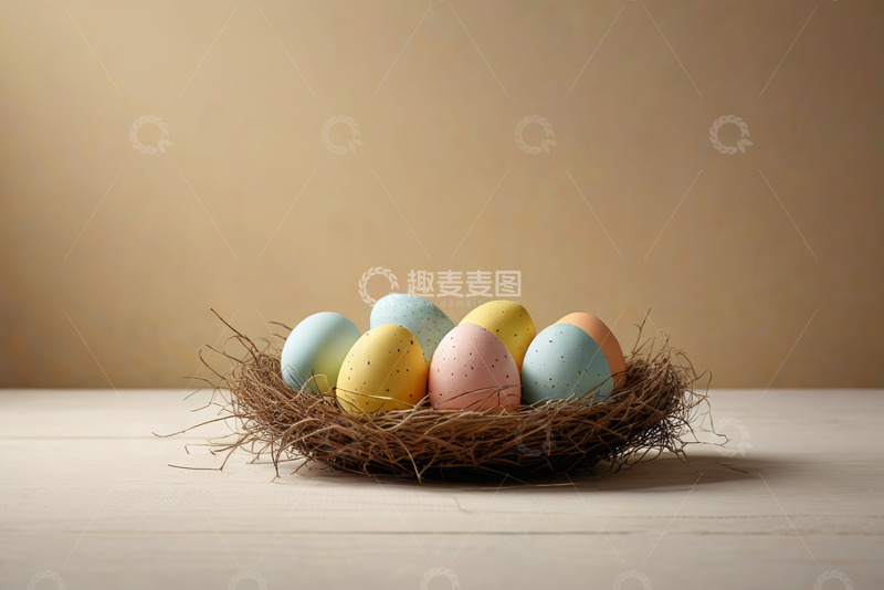 高清大图下载【趣麦麦图】巢中的复活节装饰彩蛋