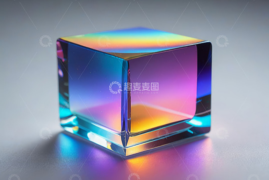 彩色透明立方体静物特写