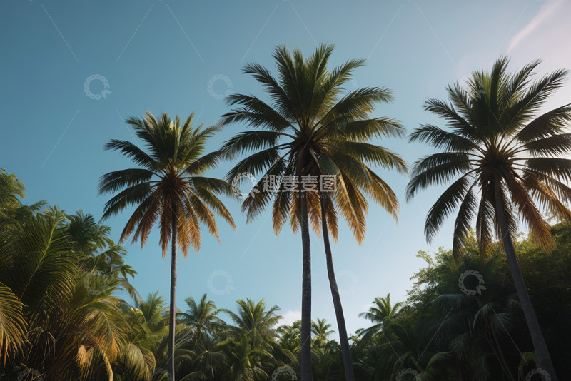 高清大图下载【趣麦麦图】热带地区高大棕榈树景观