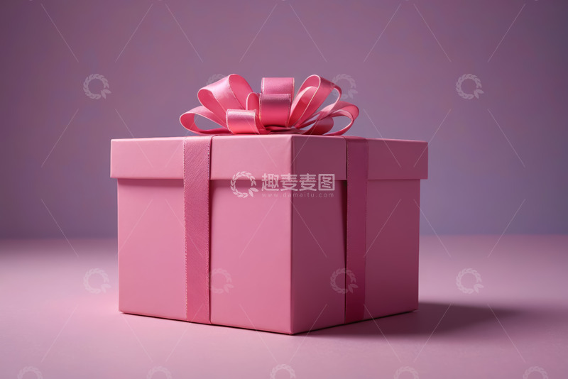 高清大图下载【趣麦麦图】粉色礼物盒带粉色丝带装饰