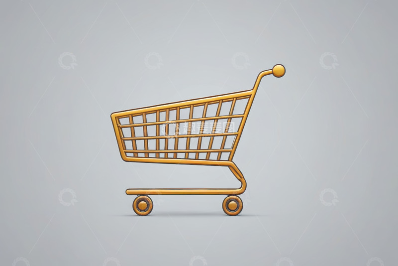 高清大图下载【趣麦麦图】金色购物车电商素材