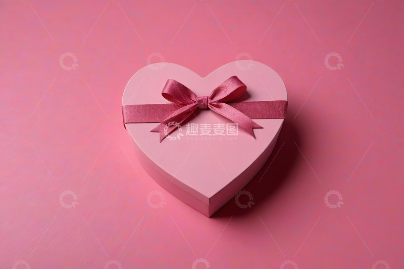 高清大图下载【趣麦麦图】粉色心形礼物盒带蝴蝶结
