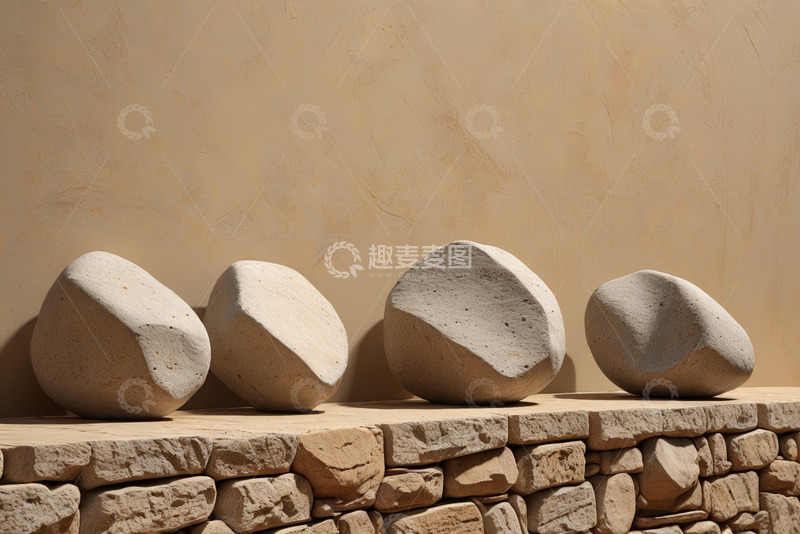 高清大图下载【趣麦麦图】石台上摆放的几块造型独特石头