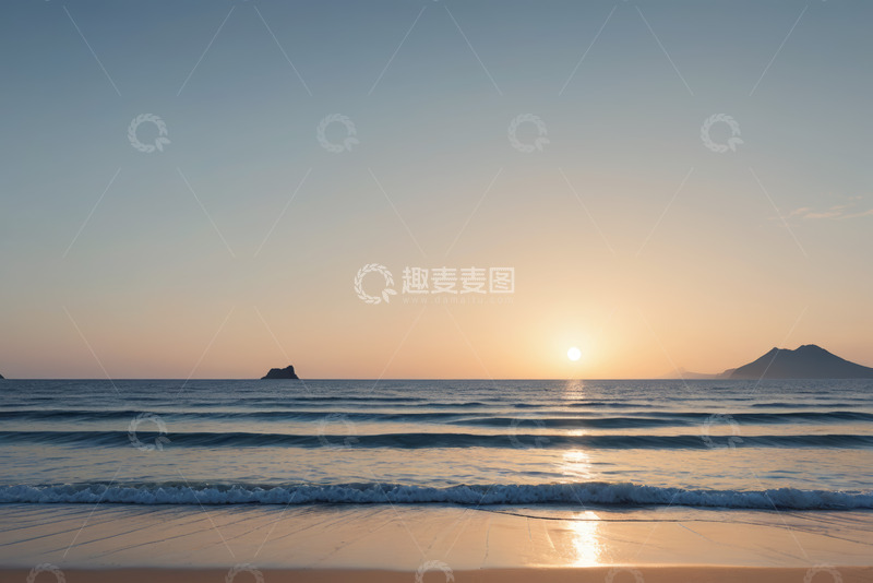 高清大图下载【趣麦麦图】海滩日落时分海景