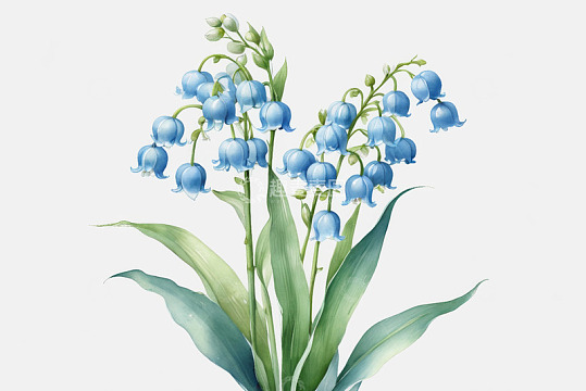 蓝色铃兰花插画