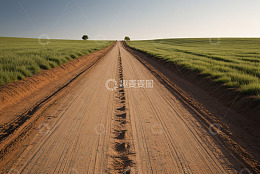 田野间的泥土道路风景