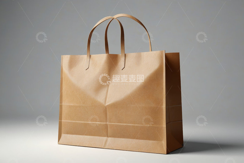 高清大图下载【趣麦麦图】棕色纸质手提购物袋