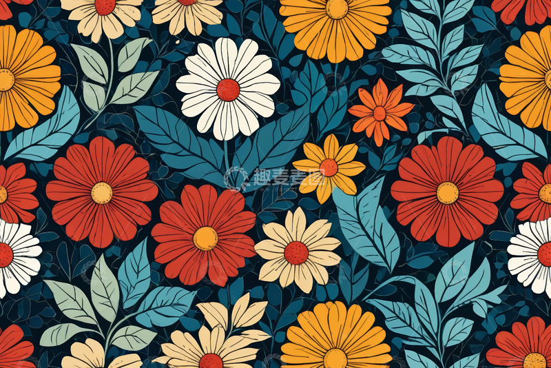 高清大图下载【趣麦麦图】花卉图案设计背景素材