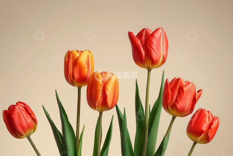 高清大图下载【趣麦麦图】红色橙色郁金香特写