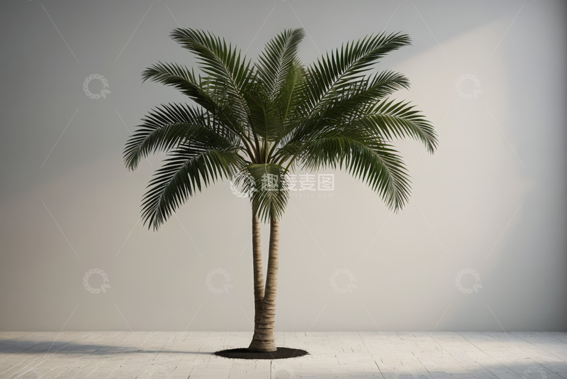 高清大图下载【趣麦麦图】室内双株棕榈树素材