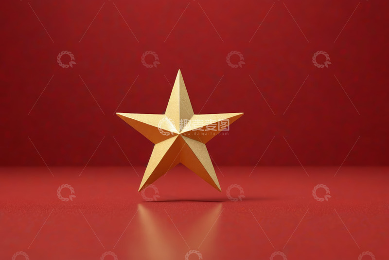 高清大图下载【趣麦麦图】红色背景上的金色五角星