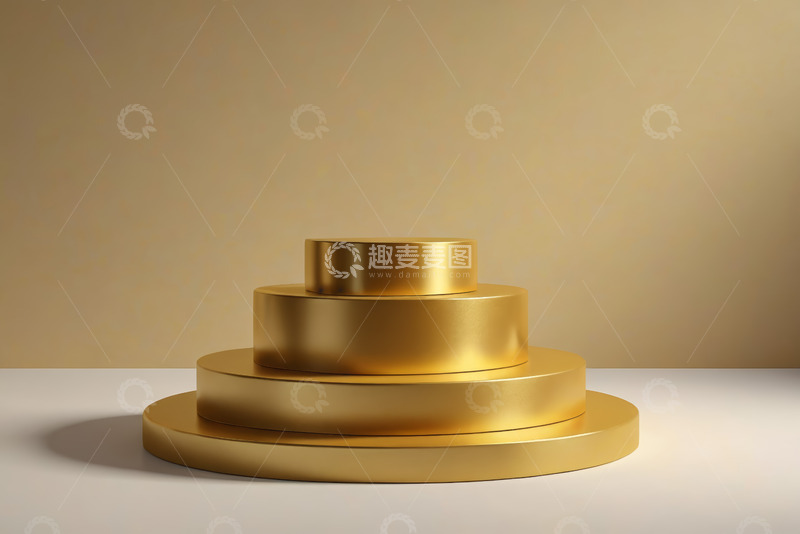 高清大图下载【趣麦麦图】金色三层圆形展示台