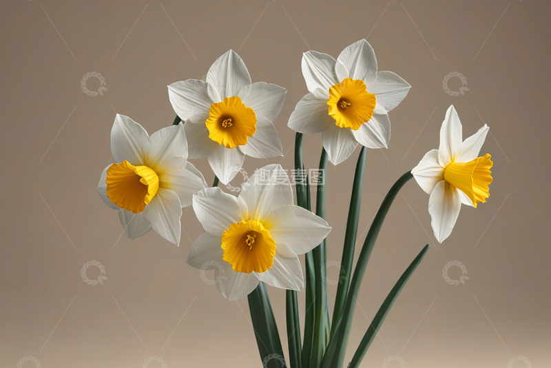 高清大图下载【趣麦麦图】绽放的白色水仙花朵特写